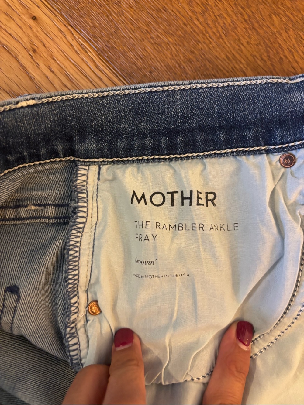 MOTHER The Rambler Ankle Fray in Groovin Medium Blue High-Rise Jeans - Picture 5 of 12